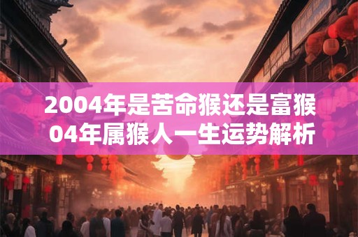 2004年是苦命猴还是富猴 04年属猴人一生运势解析