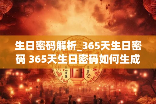 生日密码解析_365天生日密码 365天生日密码如何生成