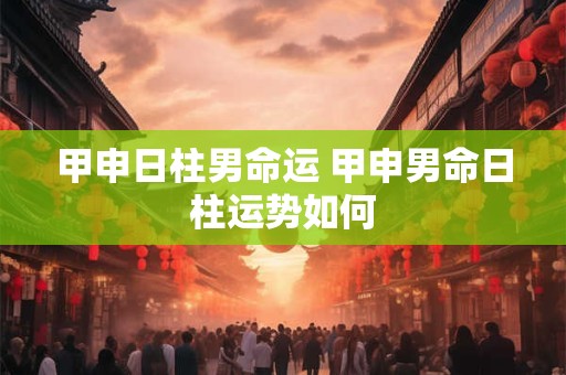 甲申日柱男命运 甲申男命日柱运势如何