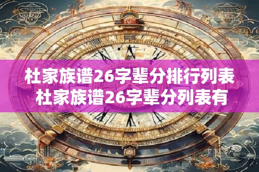杜家族谱26字辈分排行列表 杜家族谱26字辈分列表有哪些