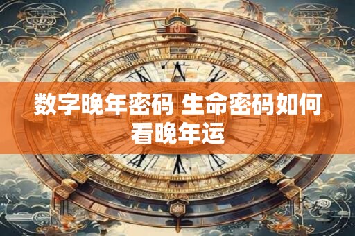 数字晚年密码 生命密码如何看晚年运