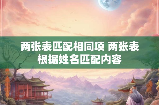 两张表匹配相同项 两张表根据姓名匹配内容