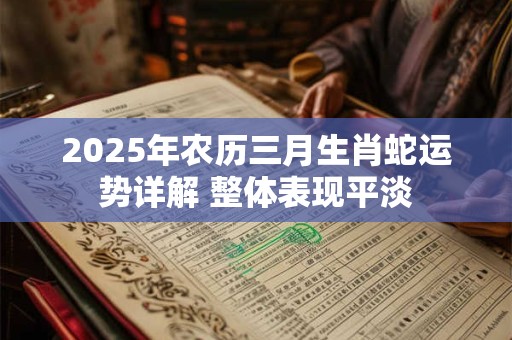 2025年农历三月生肖蛇运势详解 整体表现平淡