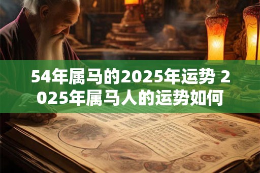 54年属马的2025年运势 2025年属马人的运势如何
