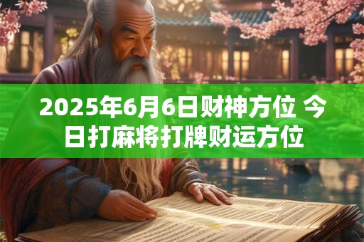 2025年6月6日财神方位 今日打麻将打牌财运方位