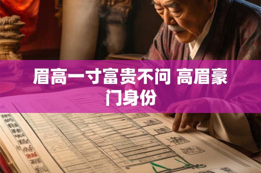 眉高一寸富贵不问 高眉豪门身份