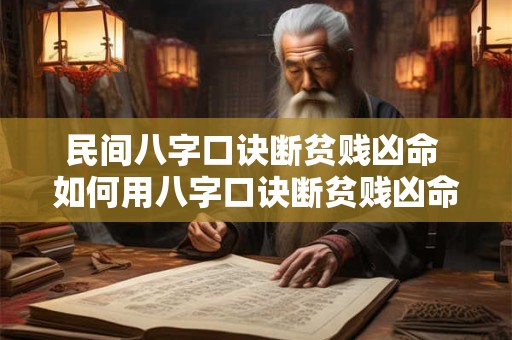 民间八字口诀断贫贱凶命 如何用八字口诀断贫贱凶命
