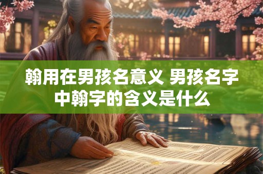翰用在男孩名意义 男孩名字中翰字的含义是什么