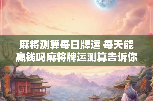 麻将测算每日牌运 每天能赢钱吗麻将牌运测算告诉你