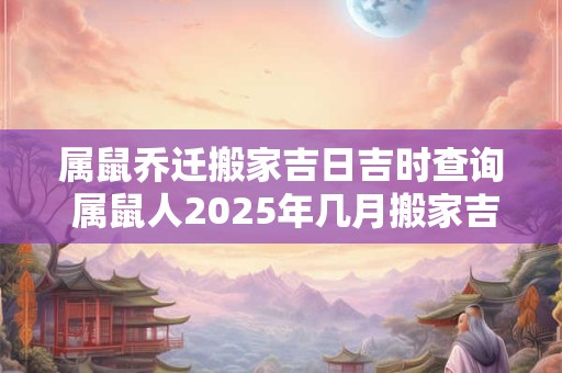 属鼠乔迁搬家吉日吉时查询 属鼠人2025年几月搬家吉利