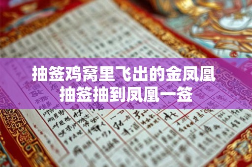 抽签鸡窝里飞出的金凤凰 抽签抽到凤凰一签