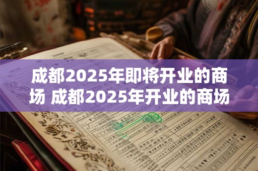 成都2025年即将开业的商场 成都2025年开业的商场