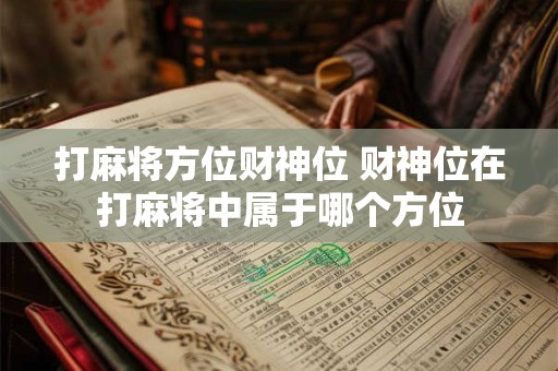 打麻将方位财神位 财神位在打麻将中属于哪个方位