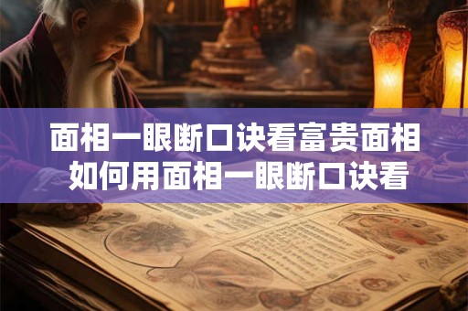 面相一眼断口诀看富贵面相 如何用面相一眼断口诀看出富贵面相