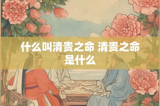 什么叫清贵之命 清贵之命是什么