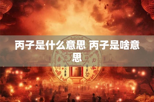 丙子是什么意思 丙子是啥意思
