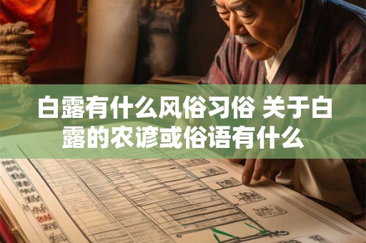 白露有什么风俗习俗 关于白露的农谚或俗语有什么