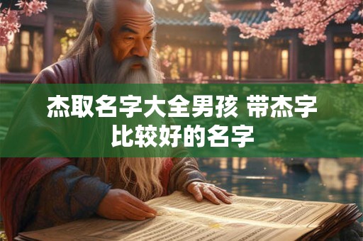 杰取名字大全男孩 带杰字比较好的名字