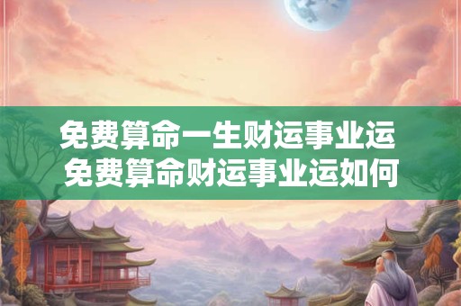 免费算命一生财运事业运 免费算命财运事业运如何