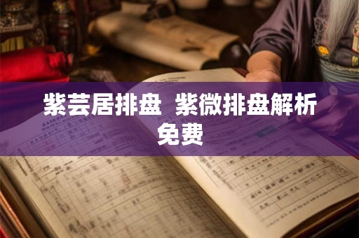 紫芸居排盘  紫微排盘解析免费