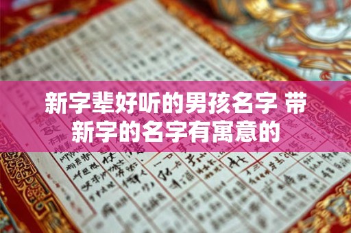 新字辈好听的男孩名字 带新字的名字有寓意的