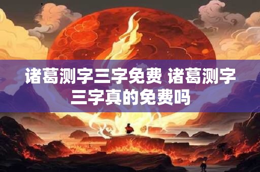 诸葛测字三字免费 诸葛测字三字真的免费吗