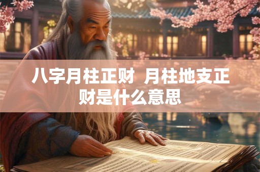 八字月柱正财  月柱地支正财是什么意思