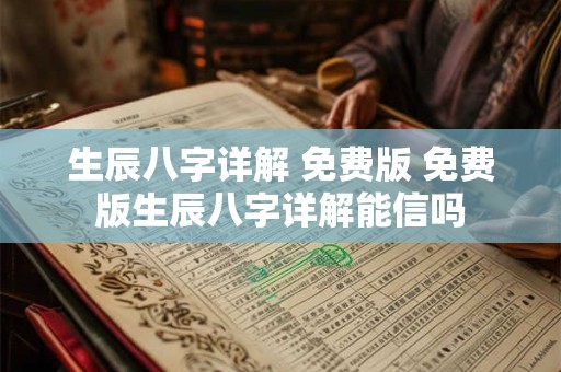 生辰八字详解 免费版 免费版生辰八字详解能信吗
