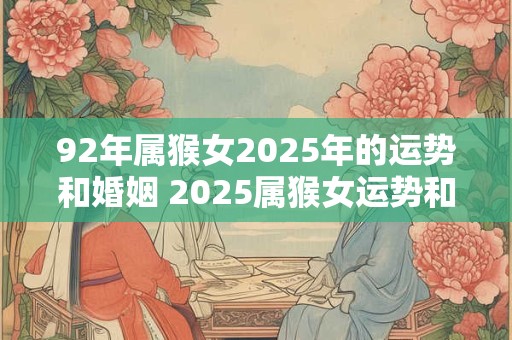 92年属猴女2025年的运势和婚姻 2025属猴女运势和婚姻如何