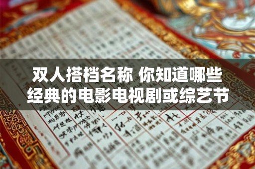 双人搭档名称 你知道哪些经典的电影电视剧或综艺节目中的双人搭档名称