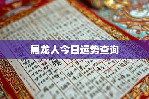 属龙人今日运势查询
