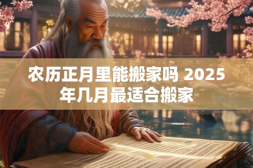 农历正月里能搬家吗 2025年几月最适合搬家