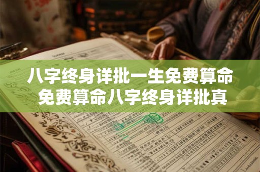 八字终身详批一生免费算命 免费算命八字终身详批真能解读一生命运吗