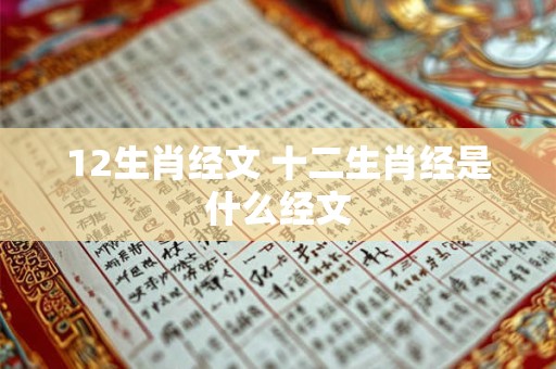 12生肖经文 十二生肖经是什么经文