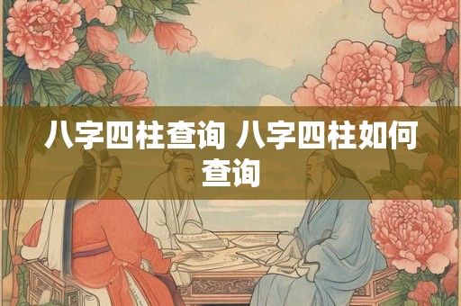 八字四柱查询 八字四柱如何查询