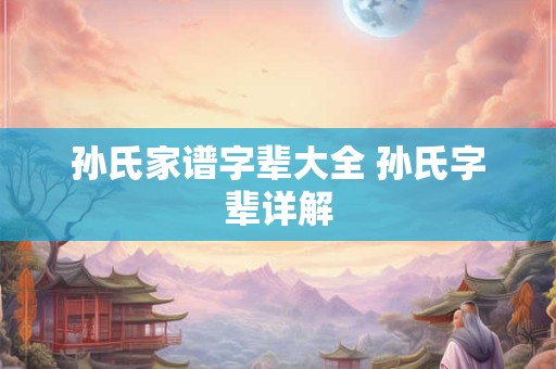 孙氏家谱字辈大全 孙氏字辈详解