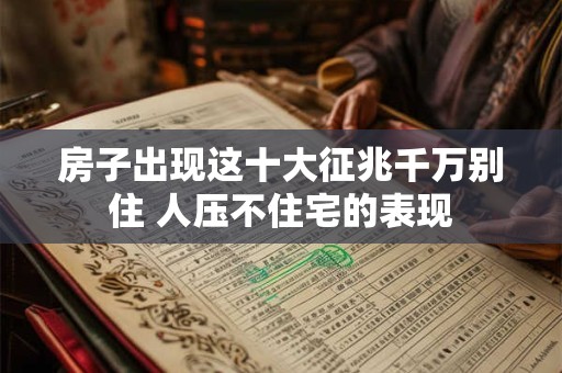房子出现这十大征兆千万别住 人压不住宅的表现