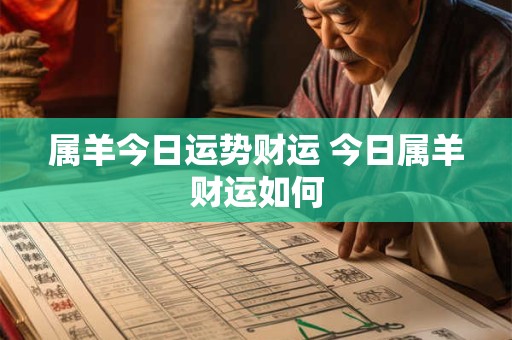 属羊今日运势财运 今日属羊财运如何
