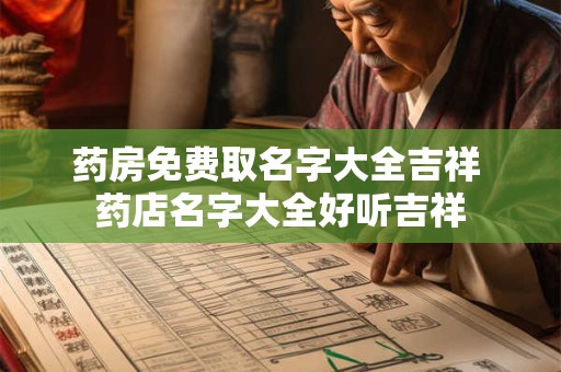 药房免费取名字大全吉祥 药店名字大全好听吉祥