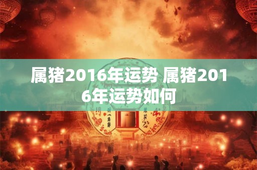 属猪2016年运势 属猪2016年运势如何