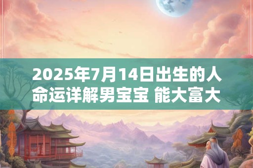 2025年7月14日出生的人命运详解男宝宝 能大富大贵吗