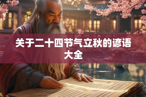 关于二十四节气立秋的谚语大全