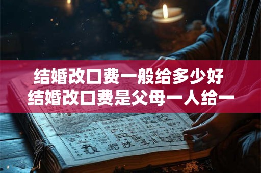 结婚改口费一般给多少好 结婚改口费是父母一人给一份吗 结婚改口费一般给多少好 结婚改口费是父母一人给一份吗