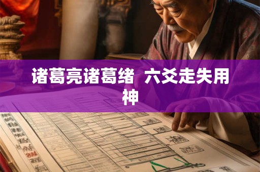 诸葛亮诸葛绪  六爻走失用神