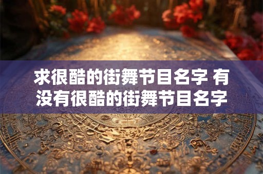 求很酷的街舞节目名字 有没有很酷的街舞节目名字