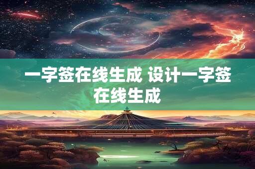 一字签在线生成 设计一字签在线生成