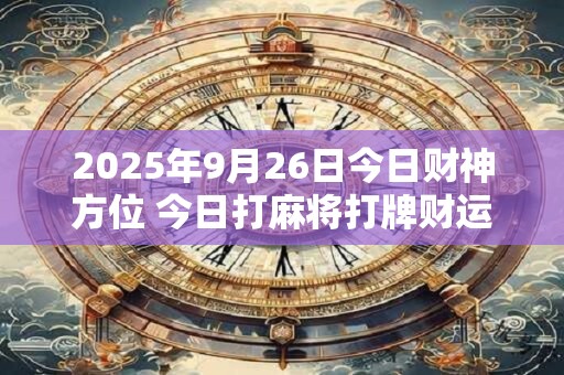 2025年9月26日今日财神方位 今日打麻将打牌财运方位 2025年9月26日今日财神方位 今日打麻将打牌财运方位