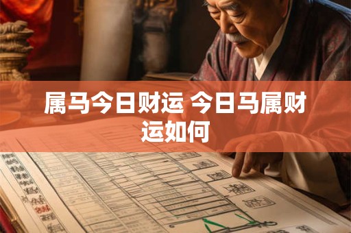 属马今日财运 今日马属财运如何