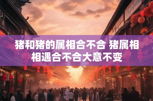 猪和猪的属相合不合 猪属相相遇合不合大意不变