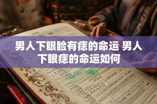 男人下眼睑有痣的命运 男人下眼痣的命运如何